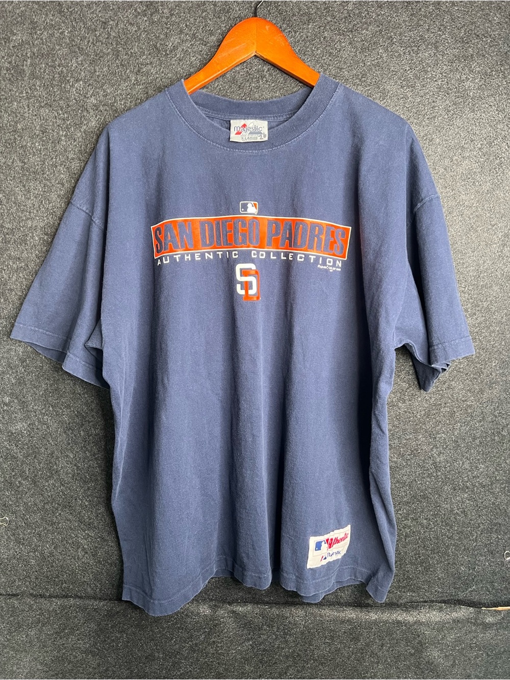 Vintage Y2K San Diego Padres Navy Blue T-Shirt Men’s Size XL Authentic Majestic